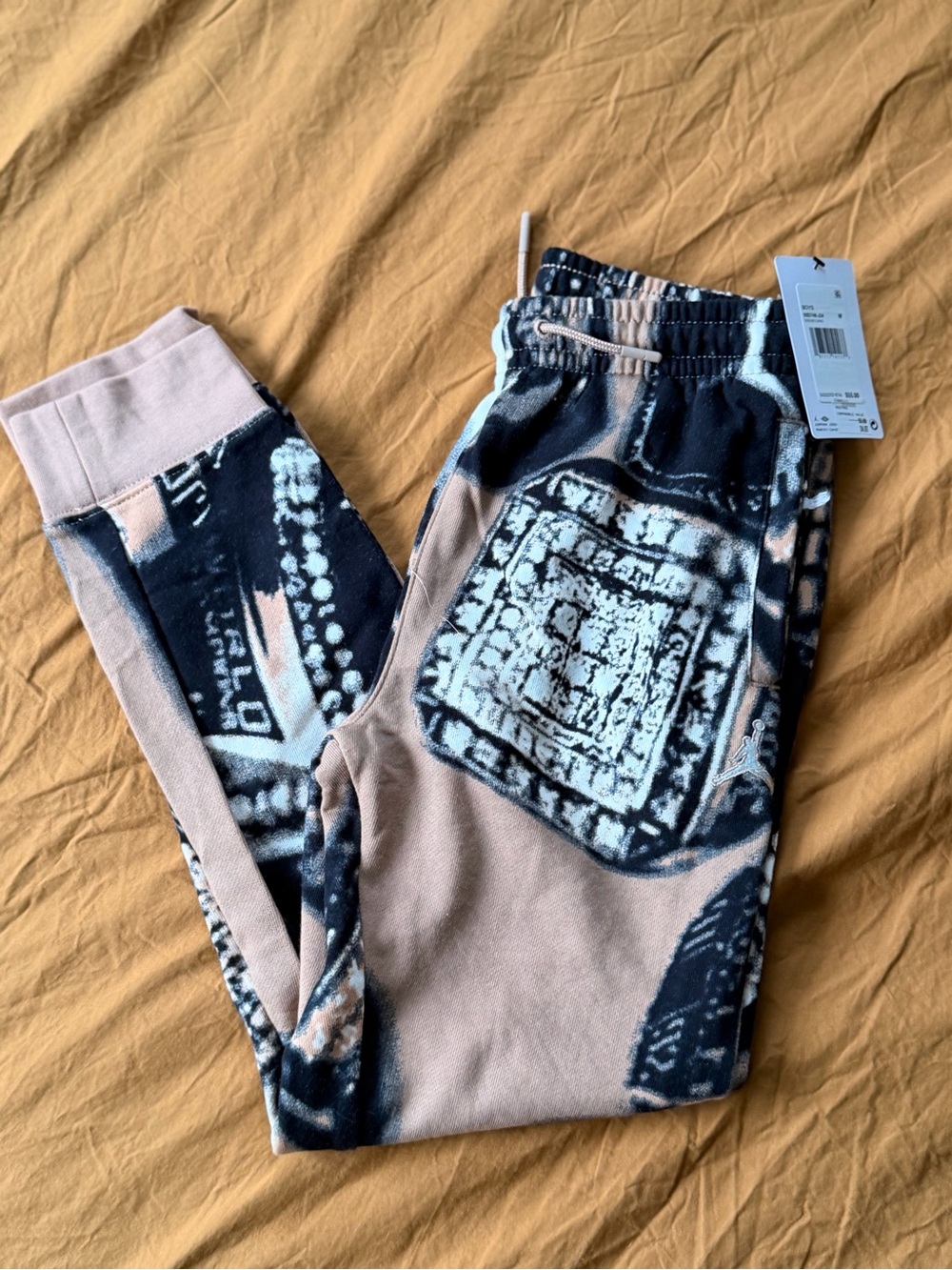 Jordan Kids' tan and Black Graphic Jogger Pants NWT